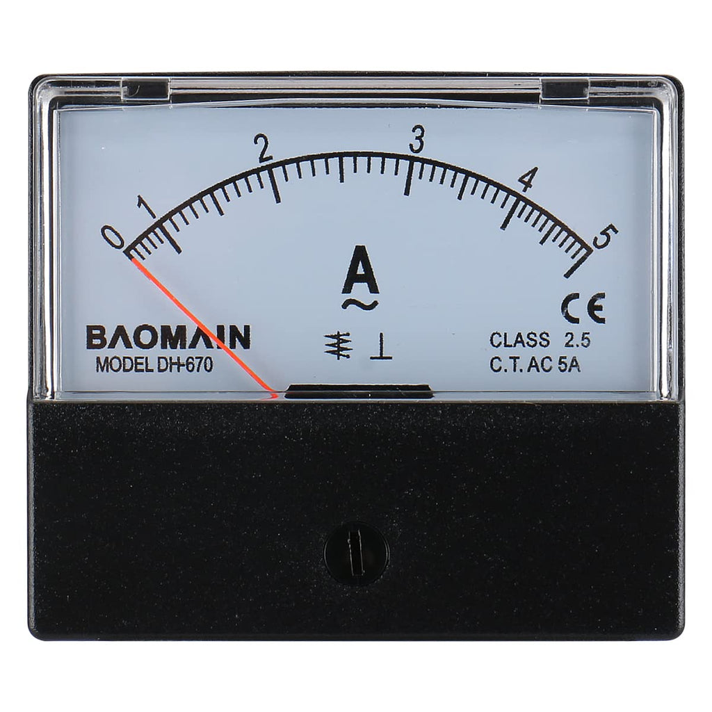 Baomain Ammeter DH-670 AC 0-5A Rectangular Ampere Needle Panel Meter Gauge Amperemeter