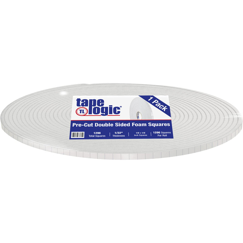 Tape Logic TLT95214 Double-Sided Foam Squares, 1/32", 1/2" x 1/2", White (Pack of 1296)