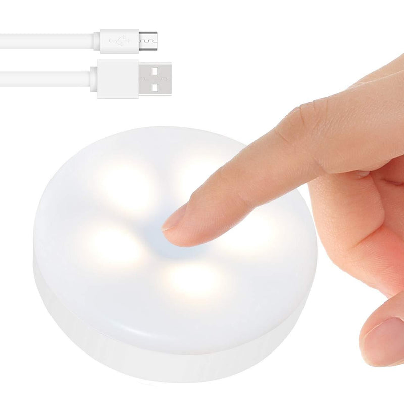 Mini Touch Light, RTSU Rechargeable Battery Operated Closet Lights Wardrobe Lights, Magnetic Stick-on Anywhere LED Night Light, Wireless Under Cabinet Lighting, Dimmable Tap Push Light Lamp (1 Pack) Ivory White-flat