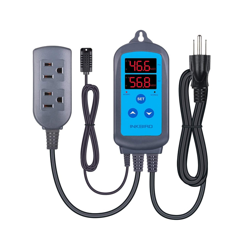 Inkbird Humidity Controller IHC200 Humidistat Mushroom Greenhouse Pre Wired Outlet Dual Stage Humidifier Dehumidifier IHC-200