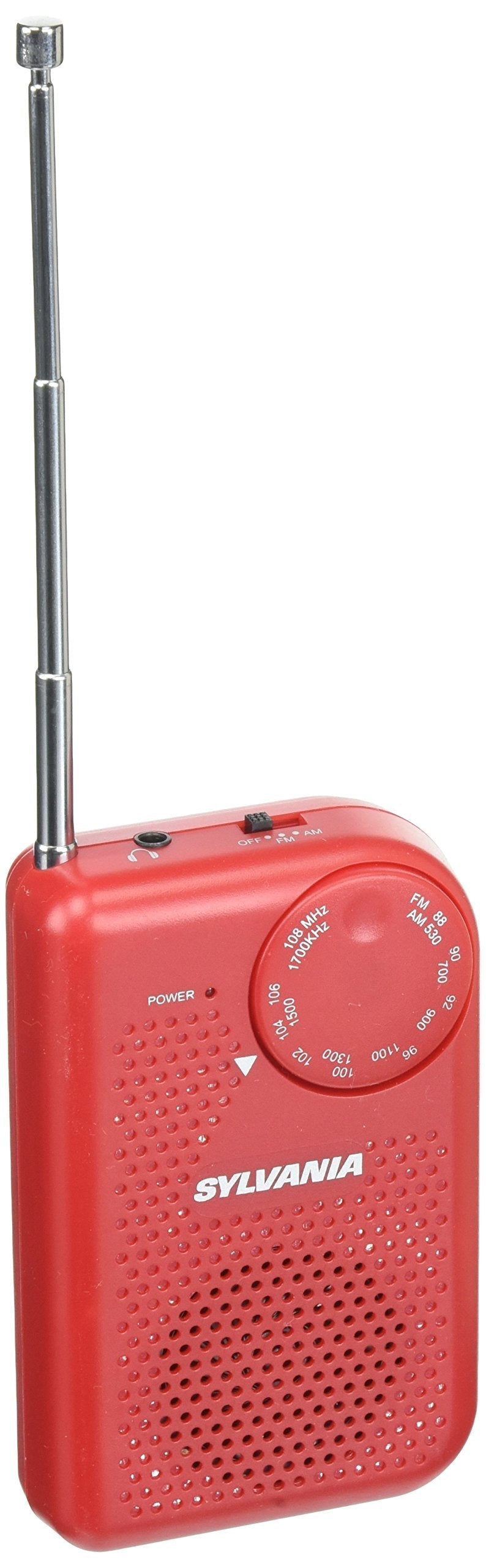 Portable AM/FM Pocket Radio With Built-In Speaker, Red