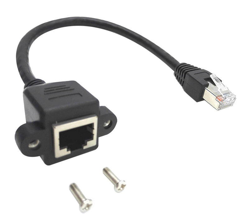 zdyCGTime 10inch Cat6e RJ45 M/F Shielded Ethernet Network Screw Panel Mount Extension Cable (10inch RJ45)