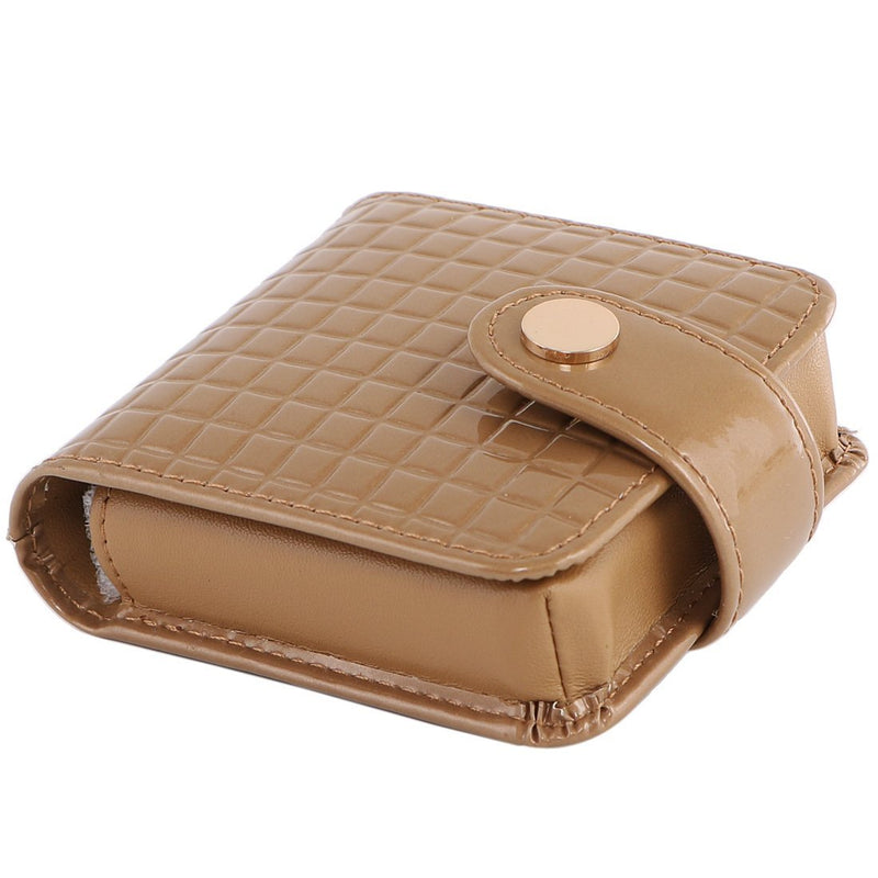 kilofly Genuine Leather Double Lipstick Case Cosmetic Makeup Holder + Gift Box Light Brown