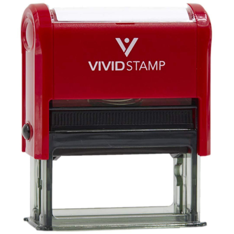 Completed with by Date Line Self Inking Rubber Stamp (Red Ink) - Large 3/4" x 1-7/8" - Large Red