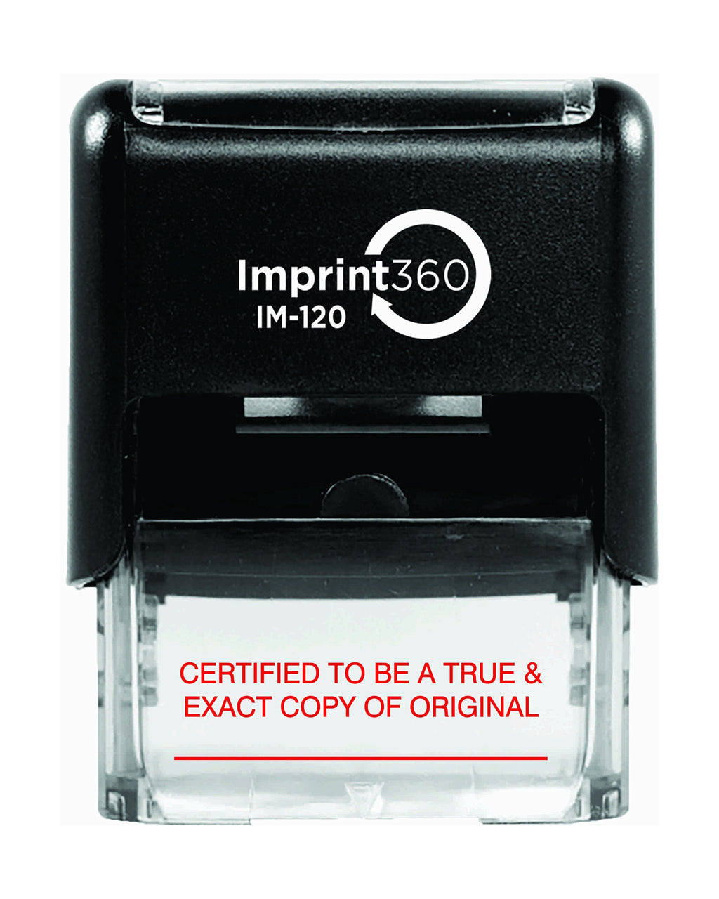 Supply360 AS-IMP1047 - Certified to BE A True & Exact Copy of Original W/Signature Line, Heavy Duty Commerical Quality Self-Inking Rubber Stamp, Red Ink, 9/16" x 1-1/2" Impression Size