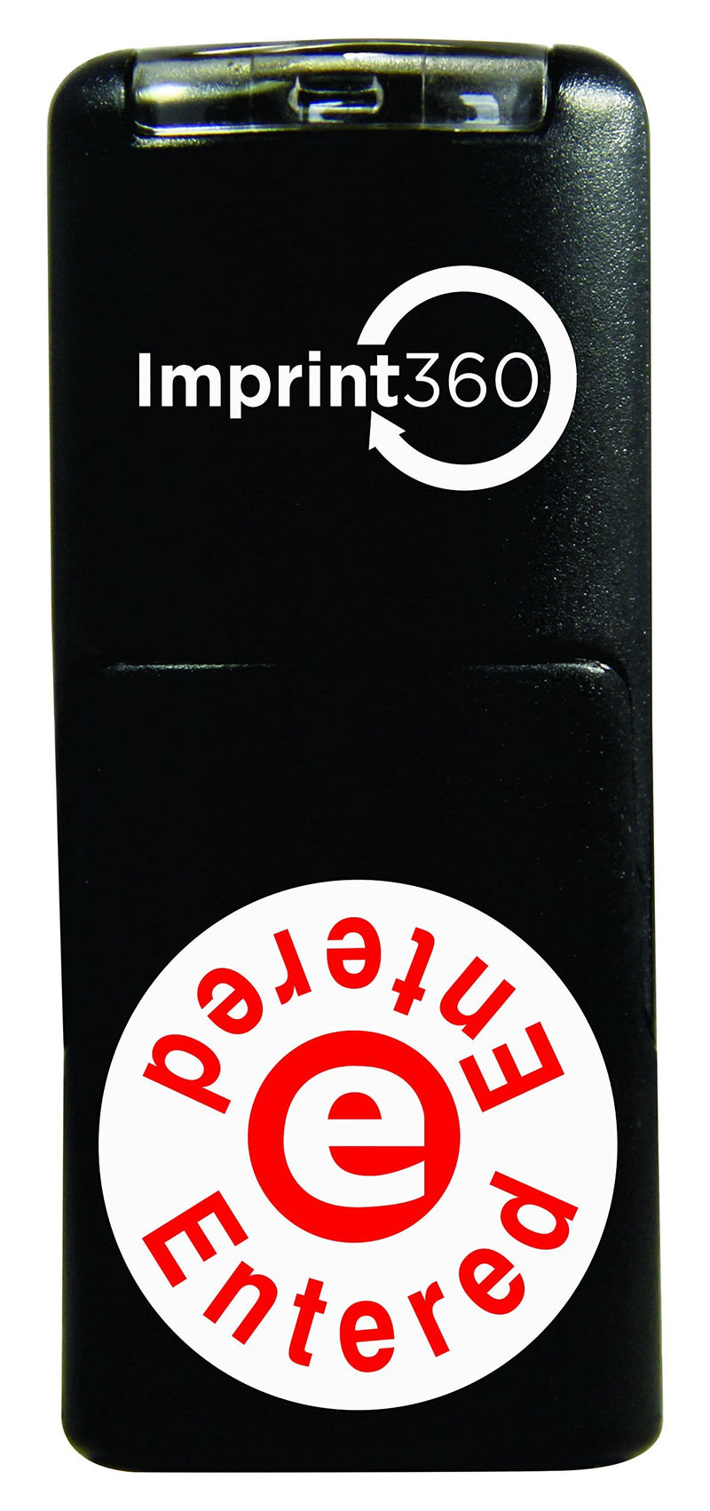 Supply360 AS-IMP2011 Round Stamp Entered Written on top and Bottom with E in The Middle, Red Ink, Durable, Light Weight Self-Inking Stamp, 5/8" Impression Area