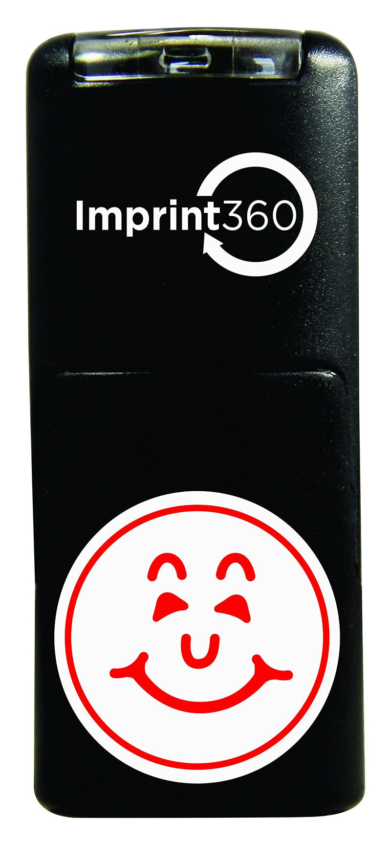 Supply360 AS-IMP2000 Round Teacher Stamp - Smiley Face Design #1, Red Ink, Durable, Light Weight Self-Inking Stamp, 5/8" Impression Area