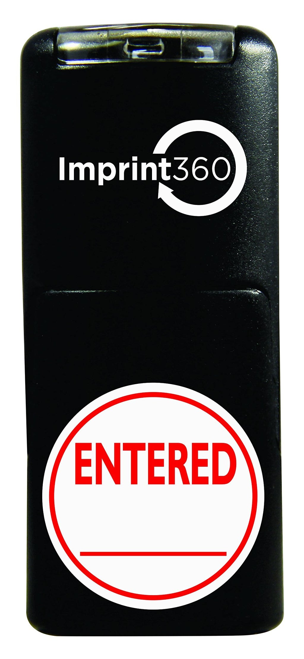 Supply360 AS-IMP2004 Round Stamp Entered in Circle & Space for Initials, Red Ink, Durable, Light Weight Self-Inking Stamp, 5/8" Impression Area