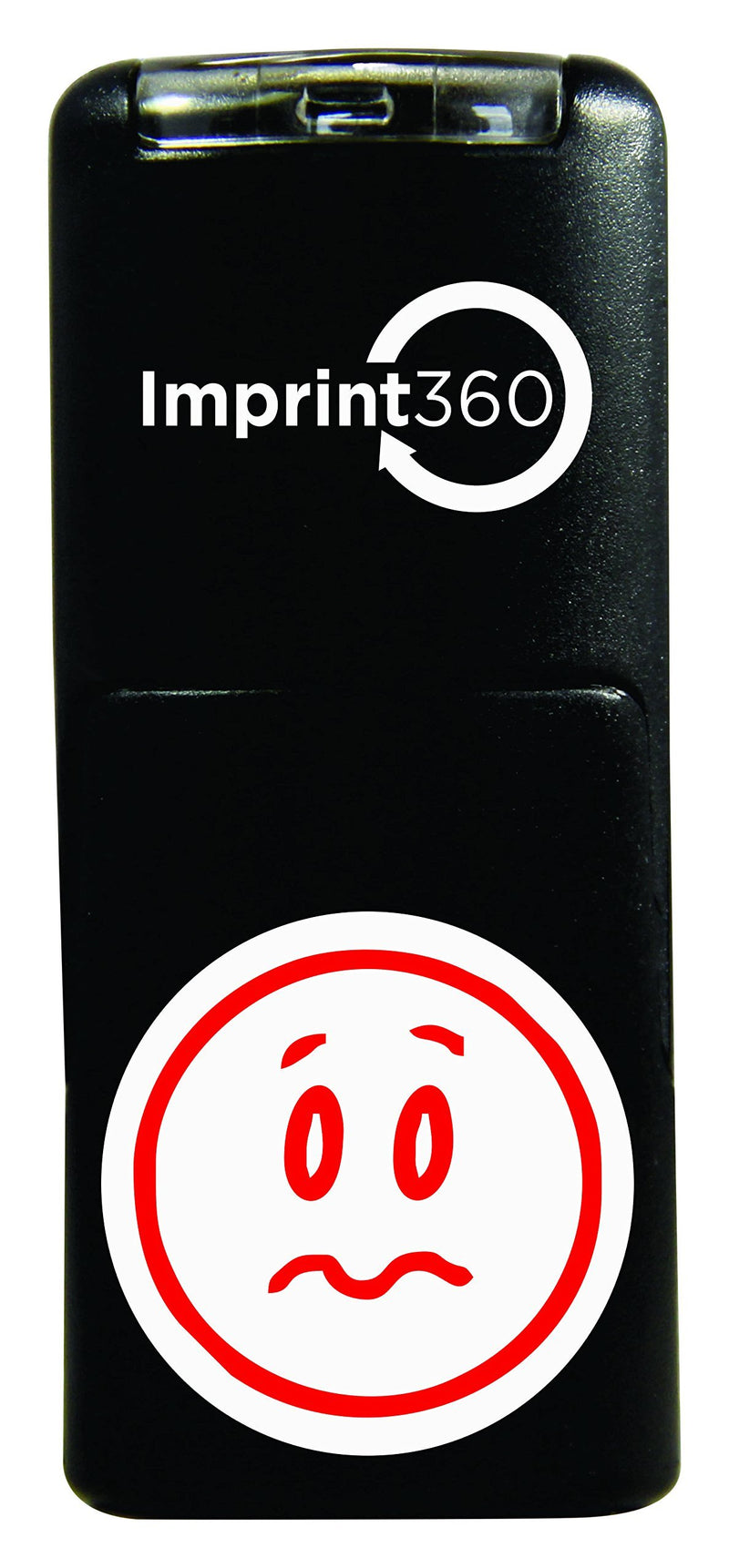 Supply360 AS-IMP2014 Round Teacher Stamp - Frowning Frown Smily Face, Red Ink, Durable, Light Weight Self-Inking Stamp, 5/8" Impression Area