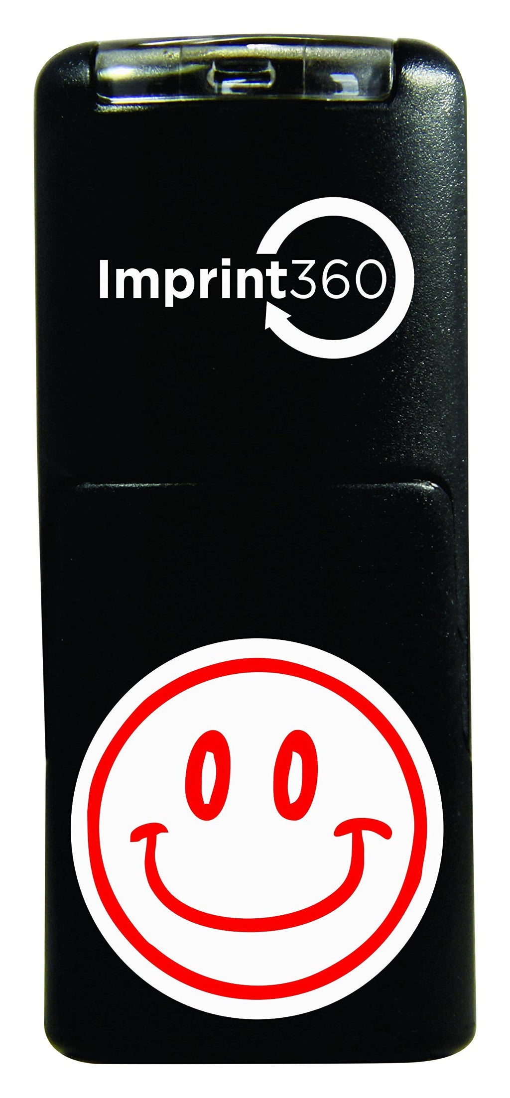 Supply360 AS-IMP2006 Round Teacher Samp - Smiley Face Design #2, Red Ink, Durable, Light Weight Self-Inking Stamp, 5/8" Impression Area