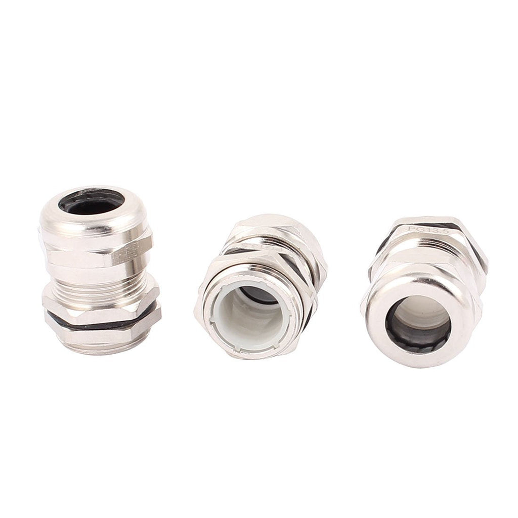 uxcell 3 Pcs PG13.5 Cable Gland Stainless Steel Waterproof Connector Fastener Locknut Stuffing for 6-12mm Dia Wire