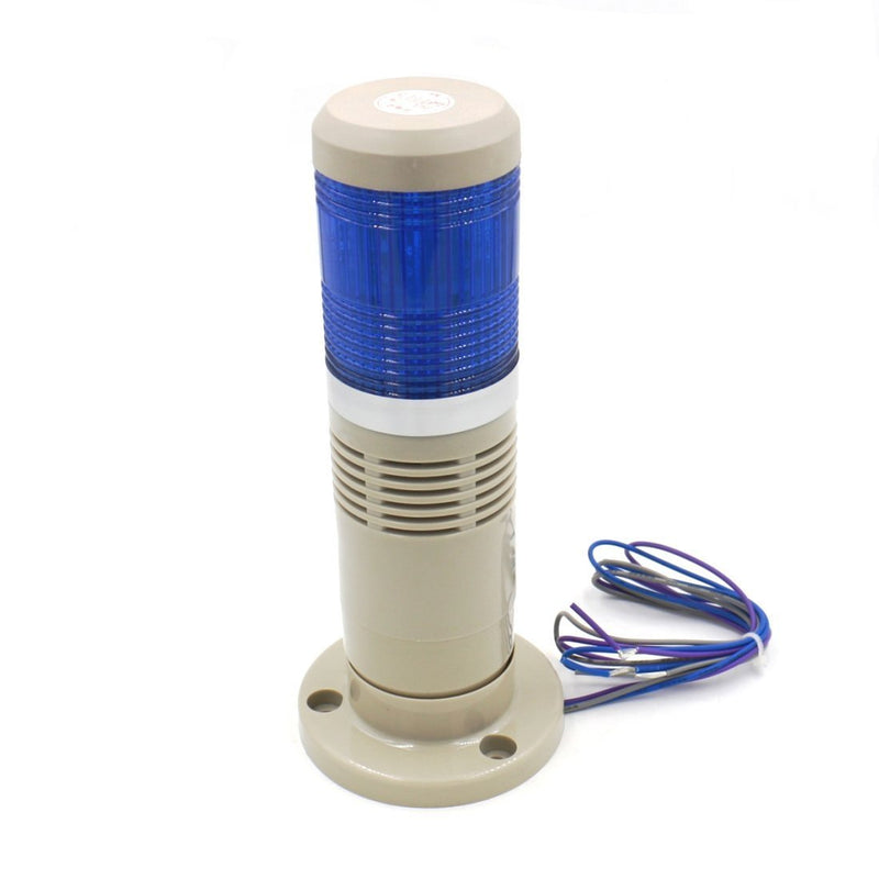 Baomain Alarm Warning Continuous Light DC 24V Industrial Buzzer Blue LED Signal Tower