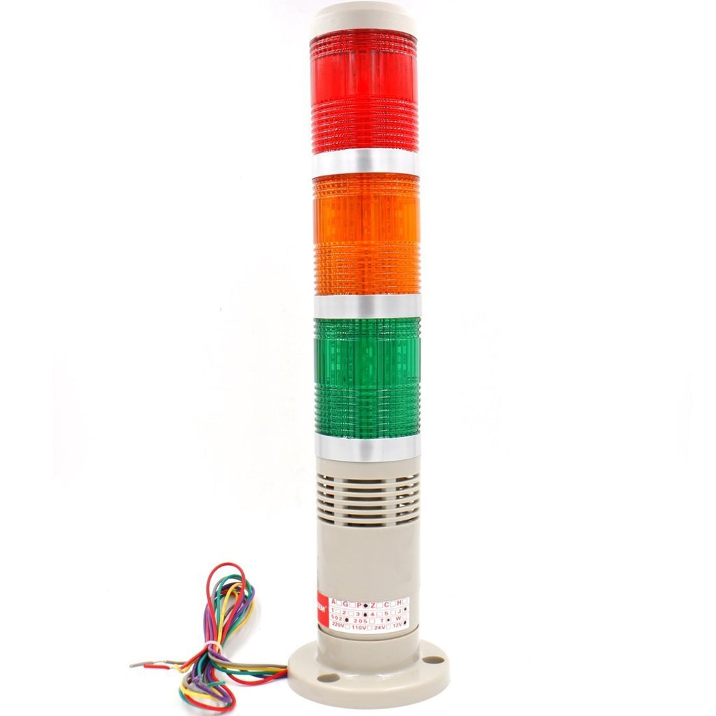 Baomain Continous Warning Light LED DC 12V Red Yellow Green Industrial Signal Tower Lamp