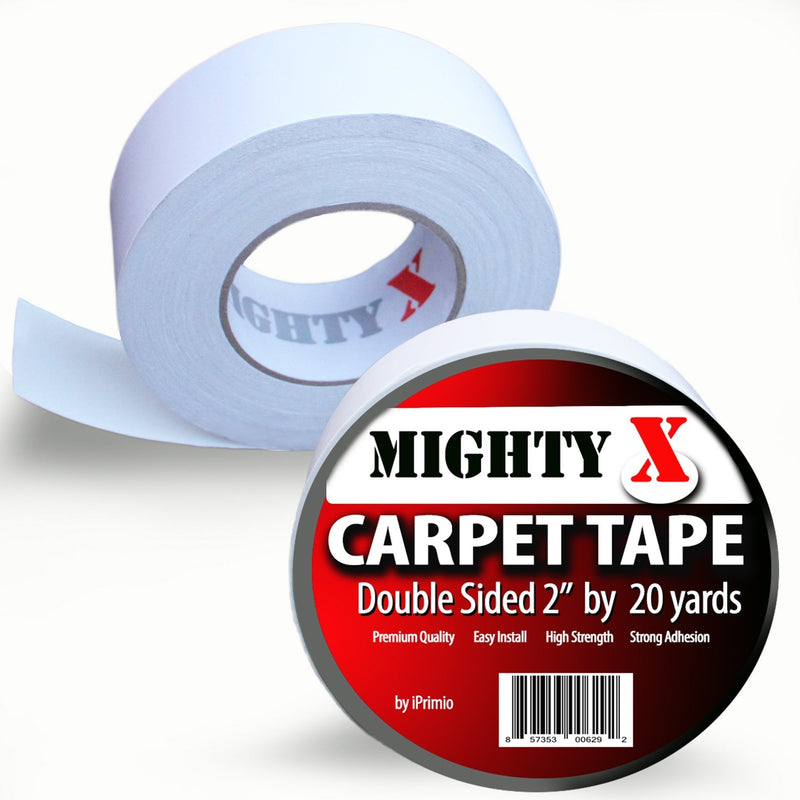 Mighty"X" Carpet Tape - Double Sided - 60 Feet x 2 Inches - Extra Thick - 20 Yards of Heavy Duty Tape - by iPrimio