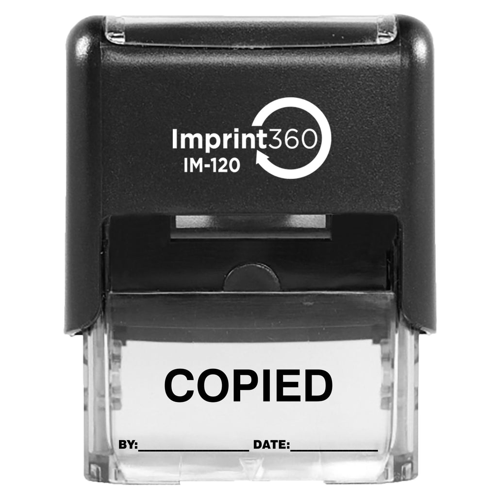 Supply360 AS-IMP1103K - COPIED Stamp with by: & Date:, Black Ink, Heavy Duty Commerical Self-Inking Rubber Stamp, 9/16" x 1-1/2" Impression