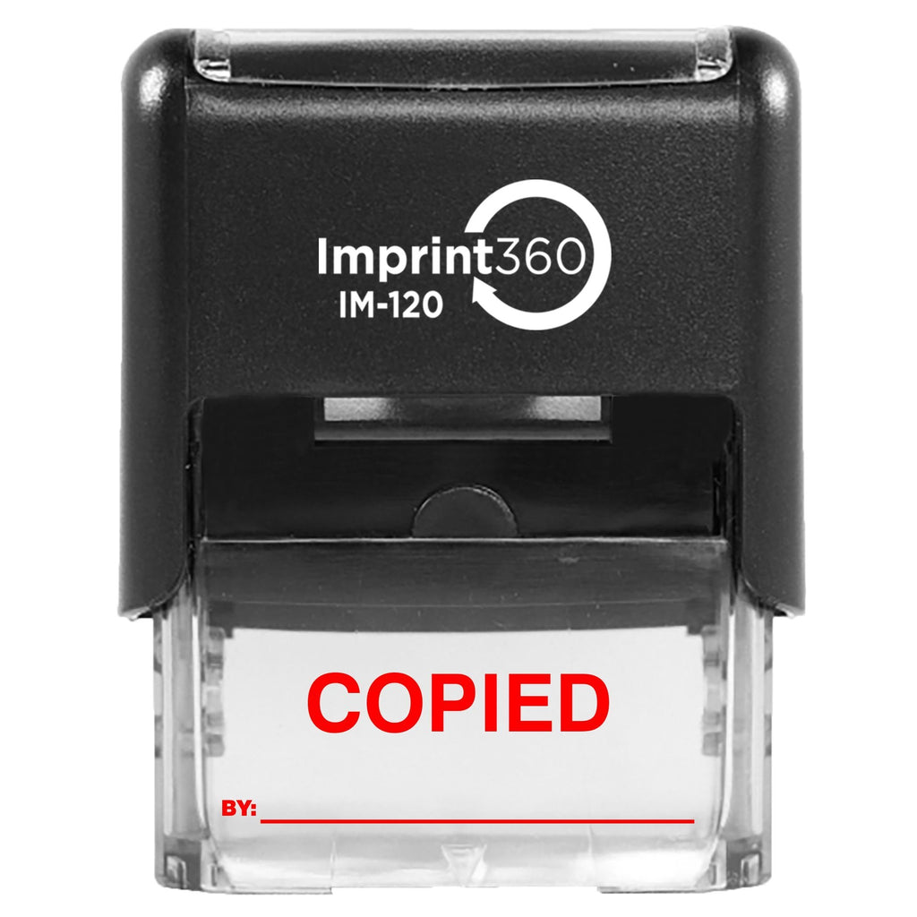 Supply360 AS-IMP1115R - COPIED Stamp with by:Line, Red Ink, Heavy Duty Commerical Self-Inking Rubber Stamp, 9/16" x 1-1/2" Impression