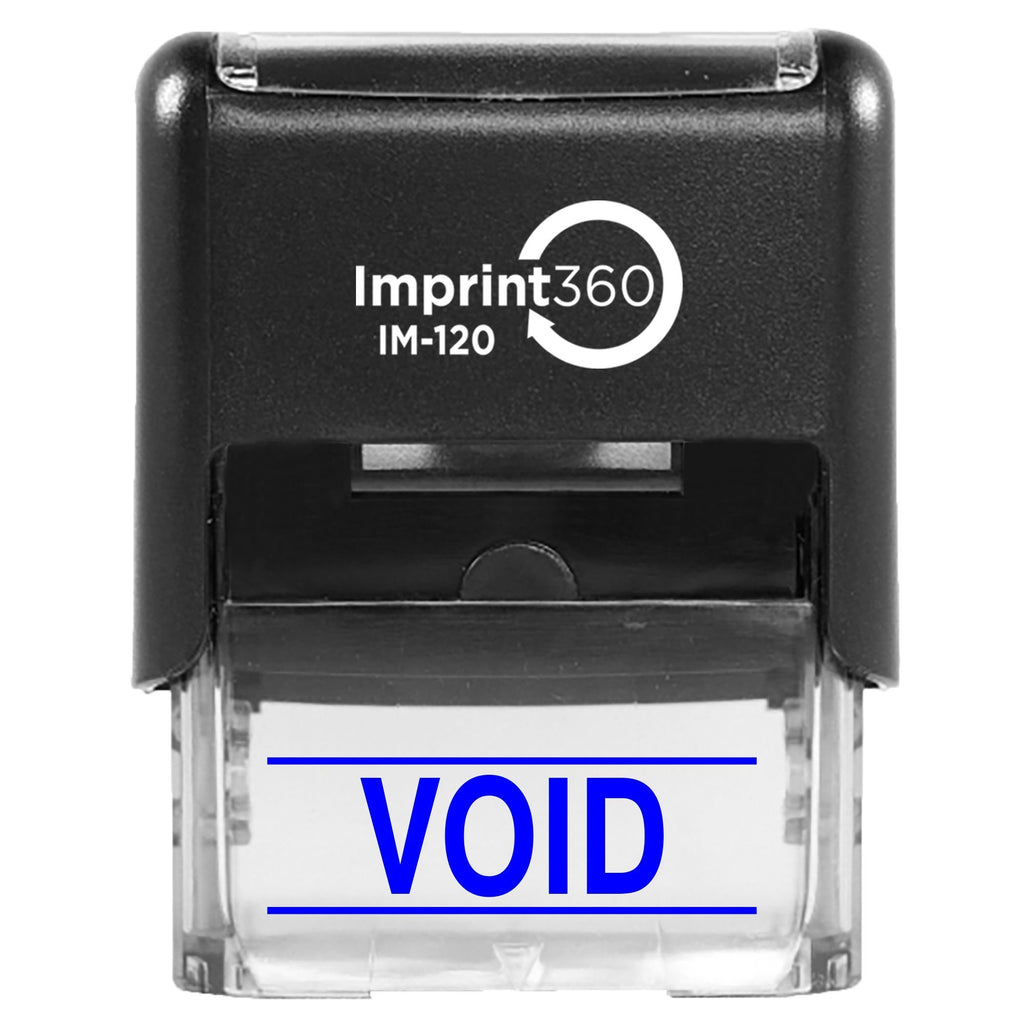 Supply360 AS-IMP1132B - Void w/Upper and Lower Bars, Blue Ink, Heavy Duty Commerical Self-Inking Rubber Stamp, 9/16" x 1-1/2" Impression