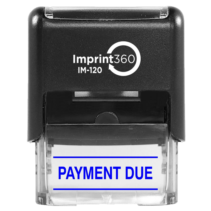 Supply360 AS-IMP1134B - Payment Due w/Upper & Lower Bars, Blue Ink, Heavy Duty Commerical Self-Inking Rubber Stamp, 9/16" x 1-1/2" Impression Size