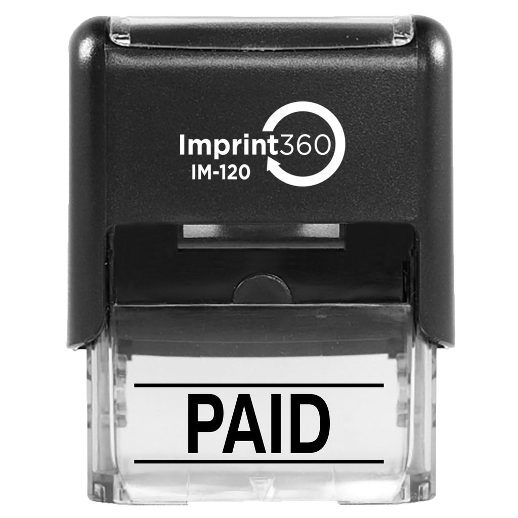 Supply360 AS-IMP1136K - Paid w/Upper and Lower Bars, Black Ink, Heavy Duty Commerical Self-Inking Rubber Stamp, 9/16" x 1-1/2" Impression