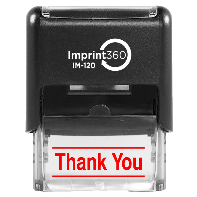 Supply360 AS-IMP1139R - Thank You w/Upper and Lower Bars, Red Ink, Heavy Duty Commerical Self-Inking Rubber Stamp, 9/16" x 1-1/2" Impression