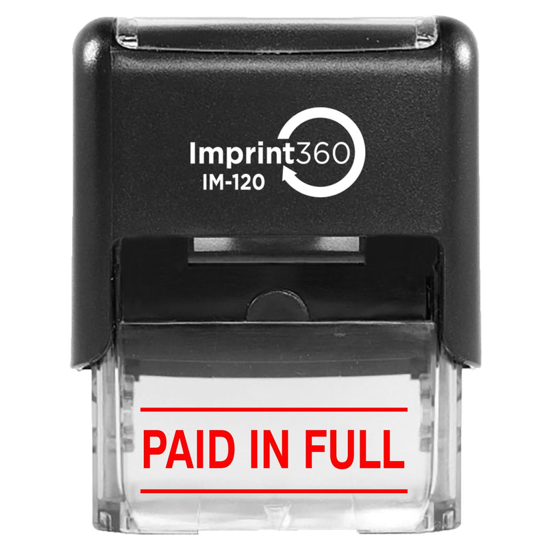 Supply360 AS-IMP1145R - PAID IN FULL w/ upper & lower bars, Red ink, Heavy Duty Commerical Self-Inking Rubber Stamp, 9/16" x 1-1/2" Impression Size ( Design may vary )