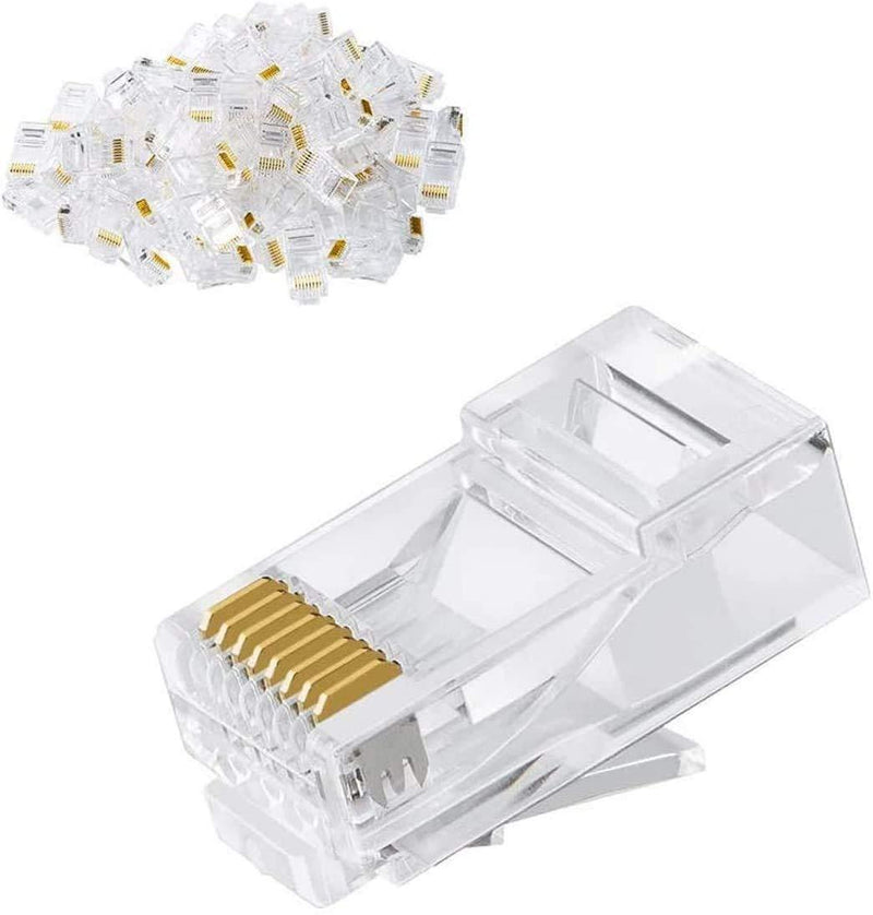 Cat6 RJ45 Ends, CableCreation 100-PACK Cat6 Connector, Cat6 / Cat5e RJ45 Connector, Ethernet Cable Crimp Connectors UTP Network Plug for Solid Wire and Standard Cable, Transparent 100PCS