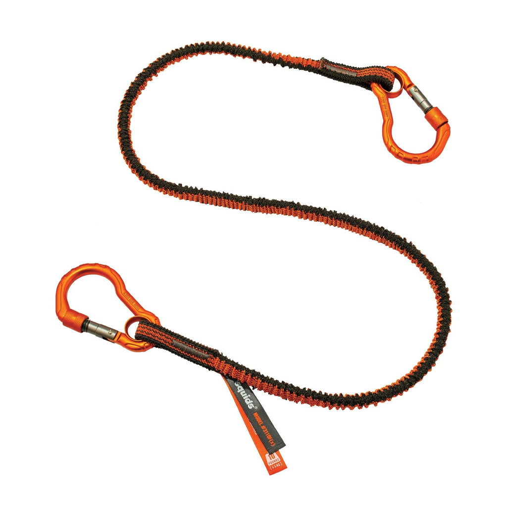 Ergodyne - 19822 Shock Absorbing Tool Lanyard with Two Self-Locking Carabiners, Tool Weight Capacity 10lbs, Squids 3110, Gray, Standard (3110F(x))