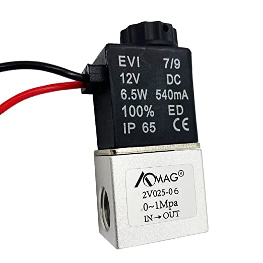 AOMAG® 1/8" 2 Way Normally Closed Pneumatic Aluminum Electric Solenoid Air Valve 12V DC