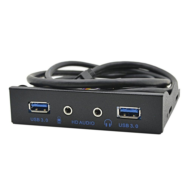C-Zone 3.5" Floppy Bay High Speed 5 Gbps 20Pin 2 Port USB 3.0 Hub HD Audio 3.5mm Earphone Jack Mic Interface PC Front Panel Adapter