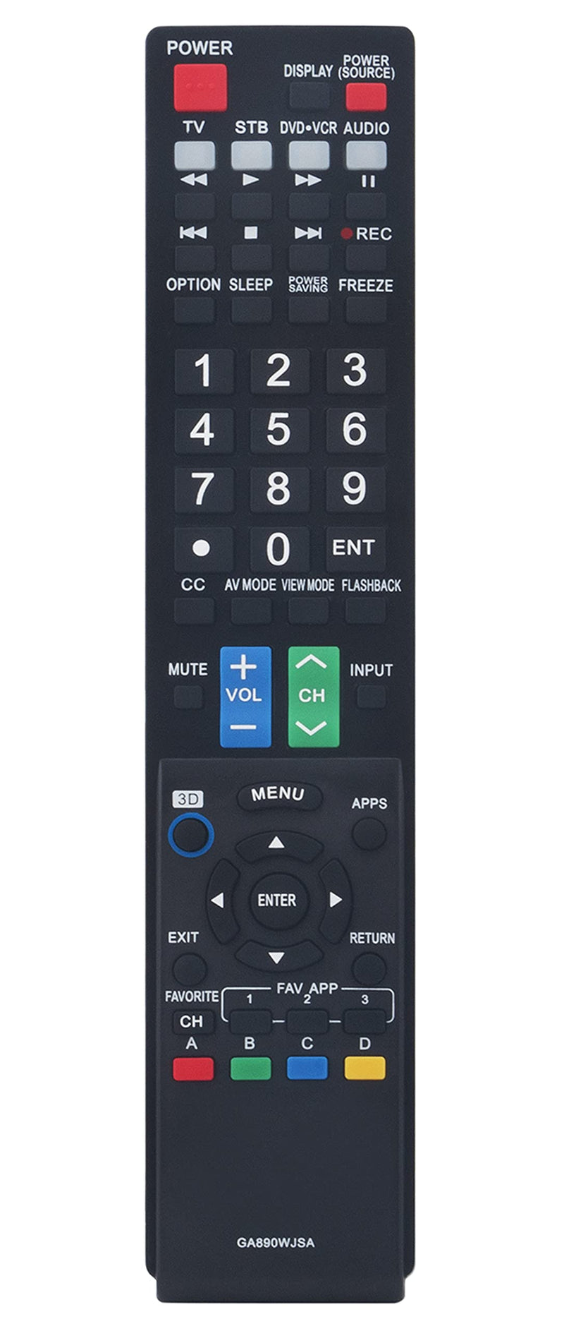 VINABTY GA890WJSA Replaced Remote fit for Sharp TVs LC42LE540U LC42LE540U LC46LE540 LC46LE540U LC46LE540U LC70C6500U LC70LE75 LC80LE642U and More Subs for GA935WJSA GB005WJSA