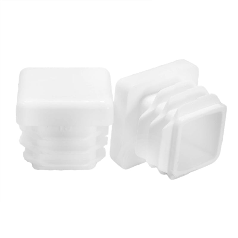 Prescott Plastics 0.75" Inch Square Plastic Plug Insert (10 Pack), white End Cap for Metal Tubing, Fence, Glide Insert for Pipe Post, Chairs and Furnitures .75" (3/4") OD