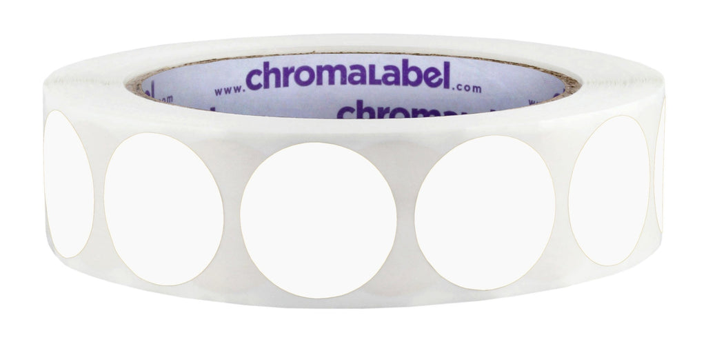 ChromaLabel 1 Inch Round Permanent Color-Code Dot Stickers, 1000 per Roll, White