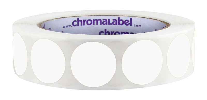 ChromaLabel 1 Inch Round Permanent Color-Code Dot Stickers, 1000 per Roll, White