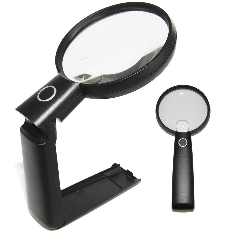 EasY Magnifier Large Magnifying Glass 2X Hands Free with Bright LED Light; Acrylic Spot Lens 4X; Lighted Desktop Loupe for Reading, Work; Macular Degeneration Aid; Ideal Gift for Visually Impaired
