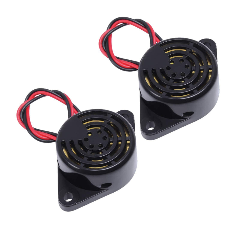 2 PCS Buzzer Alarm Electronic Beep Buzzer DC 3V 12V 24V Active Piezo Buzzer 100dB Tone Alarm Ringer Continous Sound DC 12V 100dB