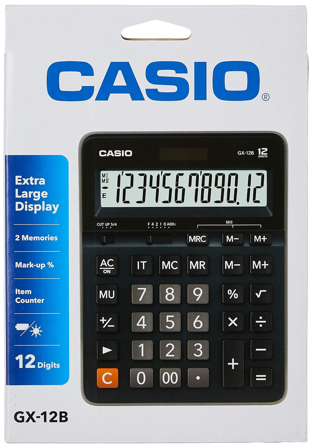 Casio GX12B-BK Large Display 12 Digit Basic Desk Calculator