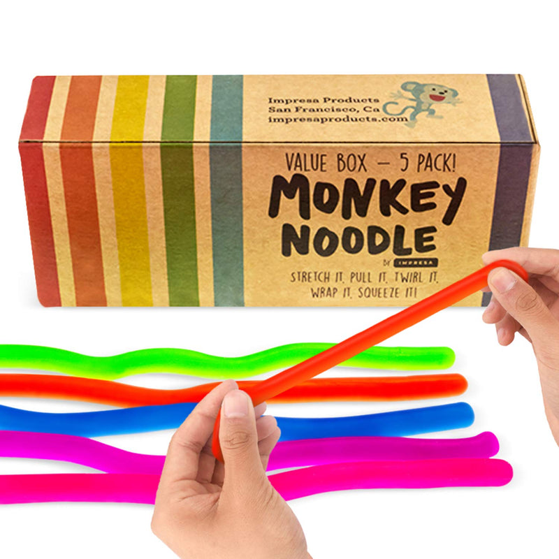 Impresa Products 5-Pack of Original Stretchy String Fidget / Sensory Toys (BPA/Phthalate/Latex-Free) - Stretches from 10 Inches to 8 Feet!