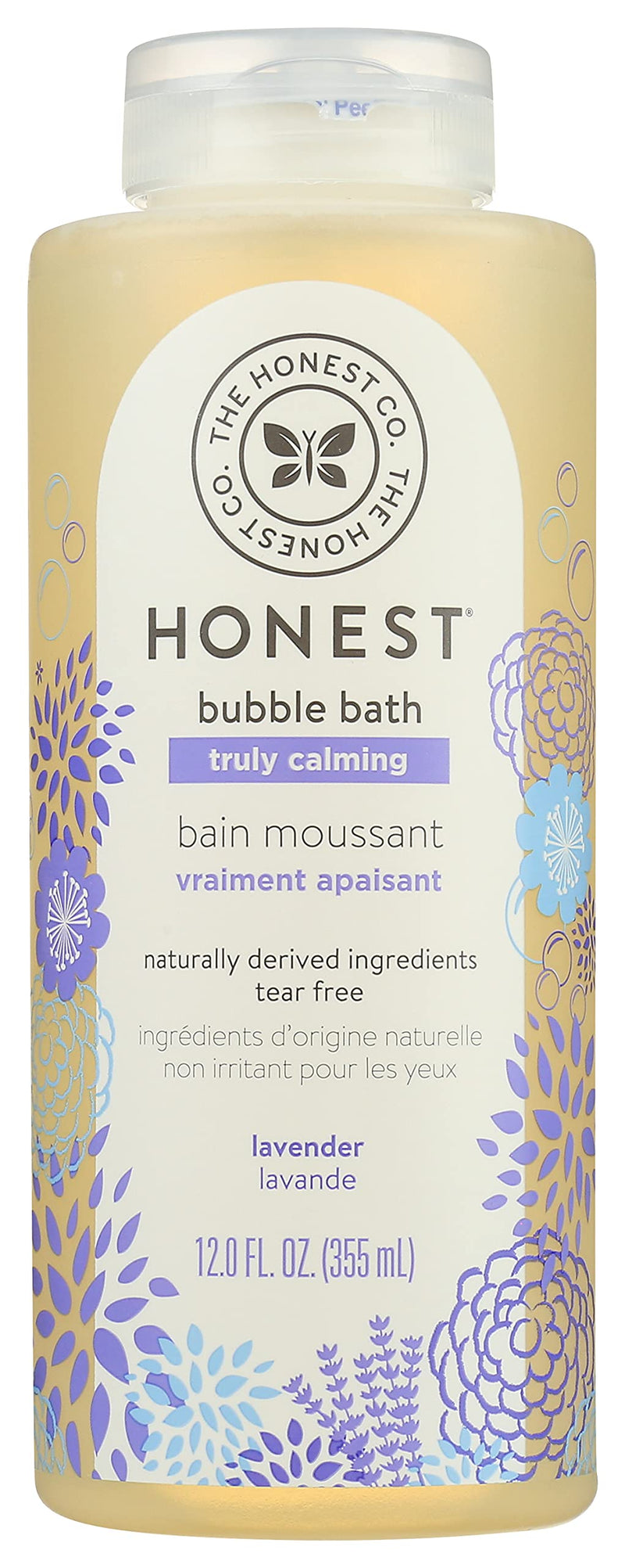 The Honest Company Truly Calming Lavender Bubble Bath Tear Free Kids Bubble Bath Naturally Derived Ingredients & Essential Oils Sulfate & Paraben Free Baby Bath 12 Fl Oz Dreamy Lavender