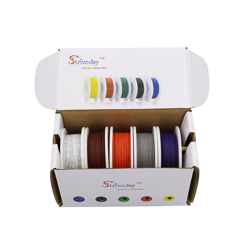 Striveday 18 AWG Flexible 1007 Wire Electric wire 18 gauge Coper Hook Up Wire 300V Cables electronic stranded wire cable electrics DIY BOX-2 18AWG