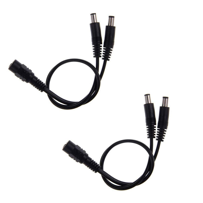 Bronagrand 2pcs DC Power 1 Female to 2 Male 5.1mm X 2.1mm DC Power Adapter Splitter Cable for CCTV Security Cameras LED Strip Light 1TO2