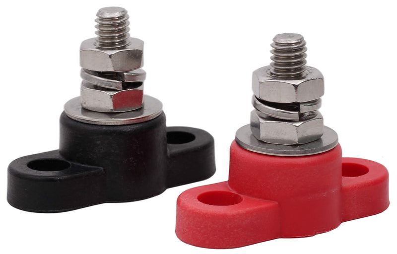 Fastronix 5/16" Stainless Steel Single Stud Power and Ground Junction Block Red and Black 5/16"