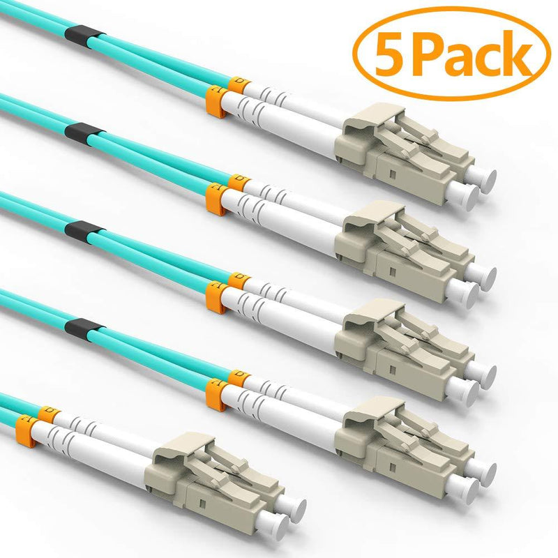 Fiber Patch Cable, Gigabit Fiber Optic Cables VANDESAIL 10G with LC to LC Multimode OM3 Duplex 50/125 OFNP (2M, OM3-5Pack) 2M