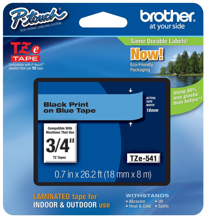 Genuine Brother 3/4" (18mm) Black on Blue TZe P-touch Tape for Brother PT-9700PC, PT9700PC Label Maker