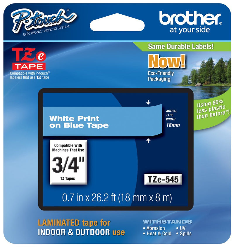 Genuine Brother 3/4" (18mm) White on Blue TZe P-Touch Tape for Brother PT-1800, PT1800 Label Maker