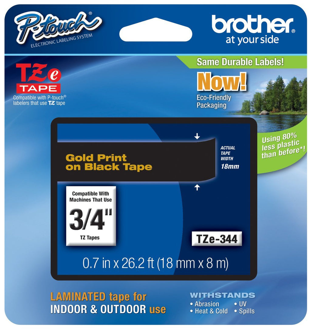 Genuine Brother 3/4" (18mm) Gold on Black TZe P-Touch Tape for Brother PT-P700, PTP700 Label Maker