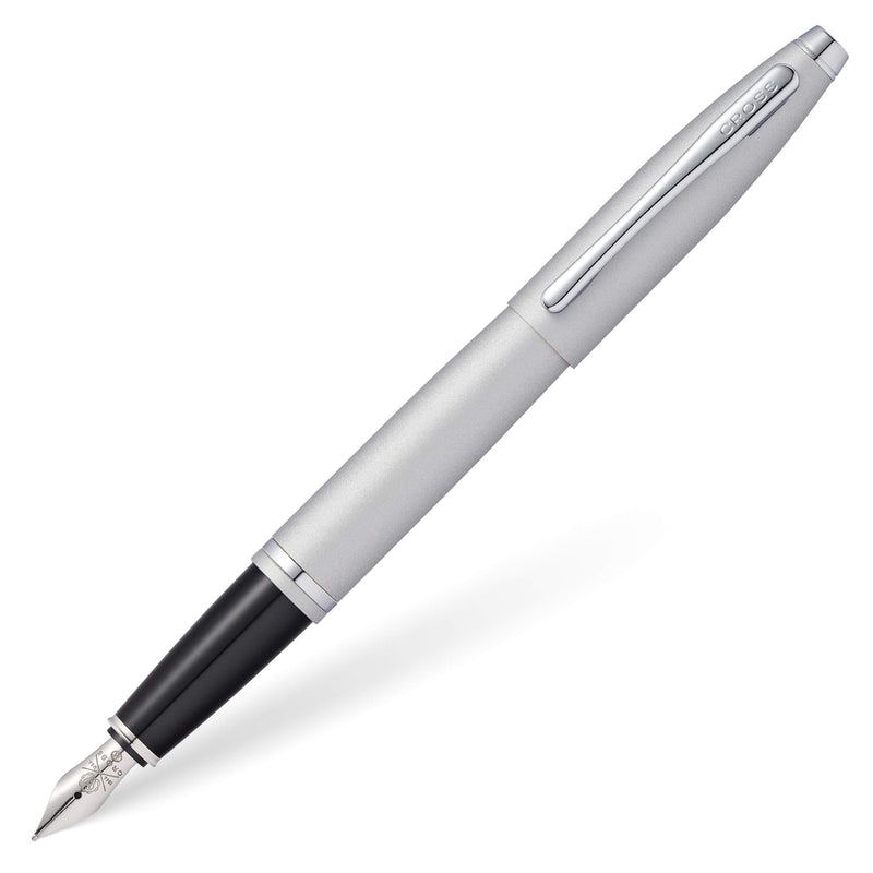 Cross Calais Satin Chrome Fountain Pen with Stainless Steel Medium Nib Satin Chrome- Gift Box