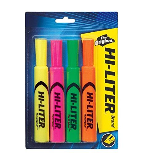 HI-LITER Desk Style Highlighter, Chisel Tip, Assorted Colors, 4/Set