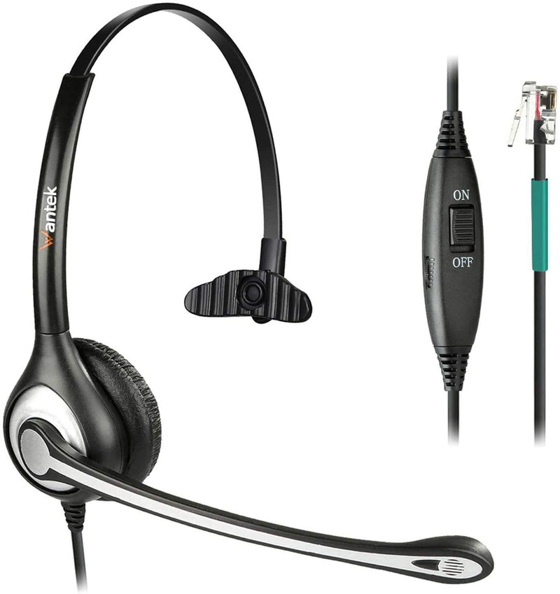 Wantek Corded Telephone Headset Mono w/Noise Canceling Mic Compatible with ShoreTel Plantronics Polycom Zultys Toshiba NEC Aspire Dterm Nortel Norstar Meridian Packet8 Landline Deskphones(F600S2) Monaural F600S2