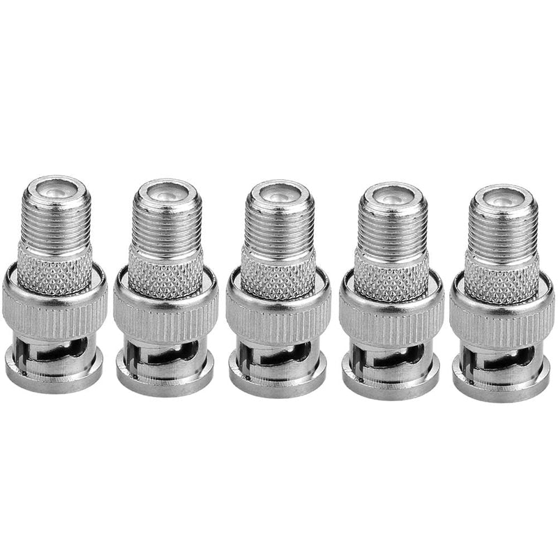 Eightnoo BNC Male Plug to F Female Jack Adapter Coax Connector Coupler adapters CCTV Camera (Pack of 5)