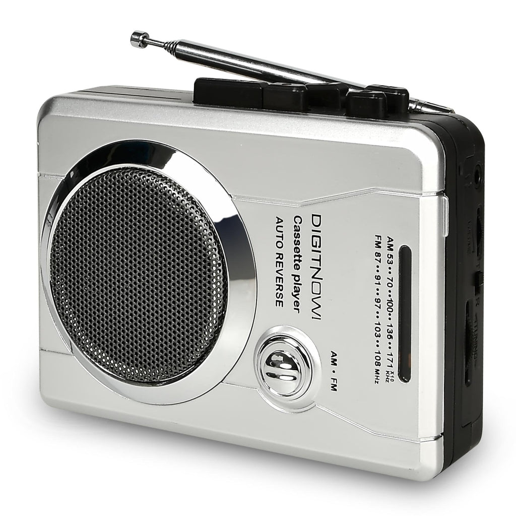 DIGITNOW!AM/FM Portable Pocket Radio and Voice Audio Cassette Recorder,Personal Audio Walkman Cassette Player with Built-in Speaker and Earphone Silver